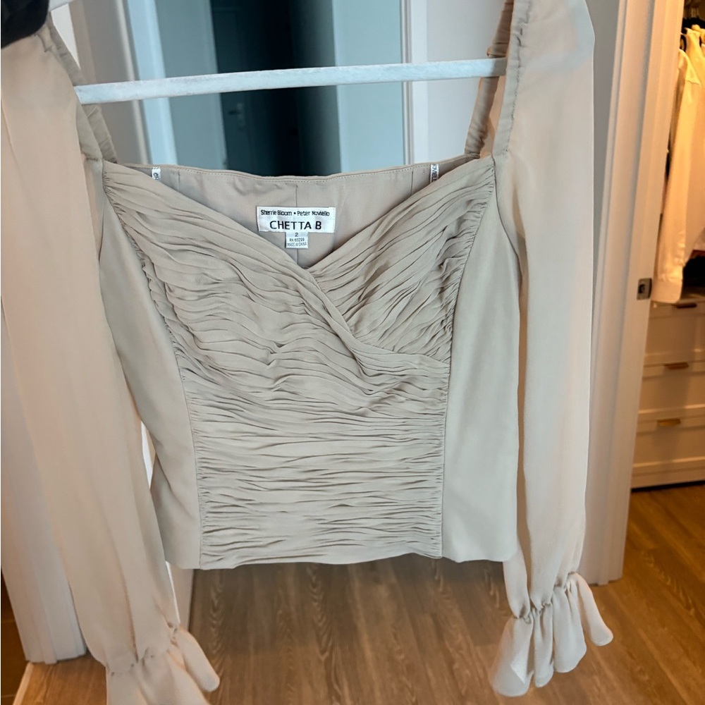 Chetta B Taupe Ruched Blouse